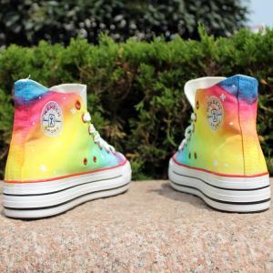 Diy Hand-painted Harajuku Rainbow Canvas Shoes