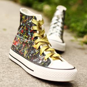 Harajuku Star Graffiti Lace-up Canvas Shoes
