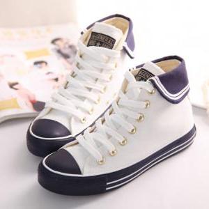 Cute Navy Wind Anchor Student Sneakers