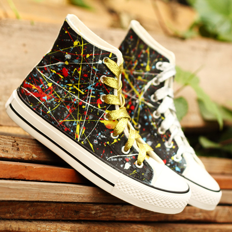 Harajuku Star Graffiti Lace-up Canvas Shoes