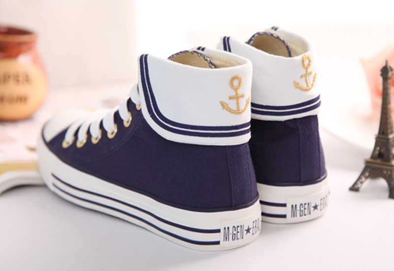 Cute Navy Wind Anchor Student Sneakers